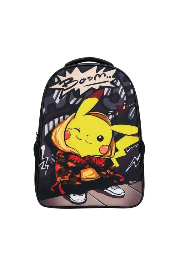 Trendy Street Style Yellow Anime Character Print Backpack, 1-Piece Water-Resistant Lightweight Daypack, Fits Books & Laptops, Multi-Pocket Daily Commute & Travel Bag