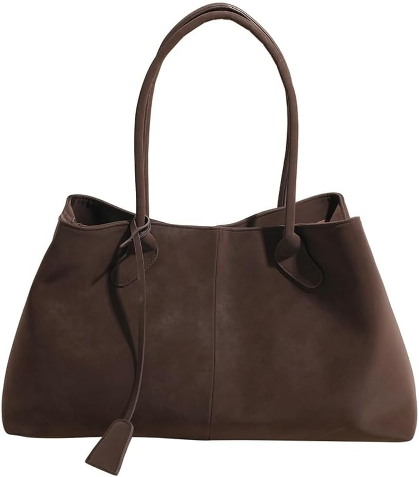 Trendy Suede Shoulder Bag for Women Casual Purse Large Tote Bag Handbag Top Handle Satchel Commuter Underarm Bags