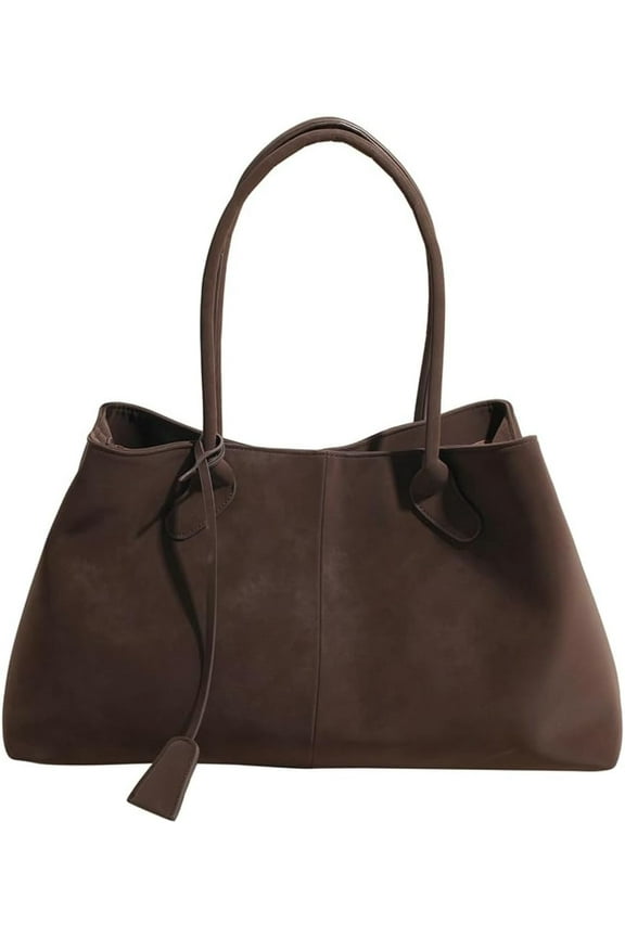 Trendy Suede Shoulder Bag for Women Casual Purse Large Tote Bag Handbag Top Handle Satchel Commuter Underarm Bags