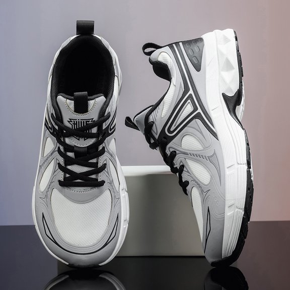 Trendy Summer Athletic Sneakers for Men, breathable walking shoes with shock cushioning, non-slip grip sole, lightweight structure for shopping, leisure and outdoor activities.