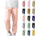 thumbnail image 1 of Trendy Summer Jogger Sweatpants, Children's Solid Color Sporty Full Length Pants With Elastic Waist for Middle and Large Boys and Girls, Size 6-7Years, Pink, 1 of 8