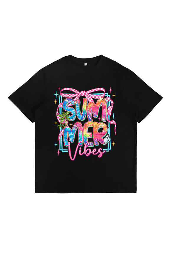 Womens Mama Bows & Leopard with Hearts Print T Shirts Trendy Graphic Tees Casual Cotton Tops Black,M