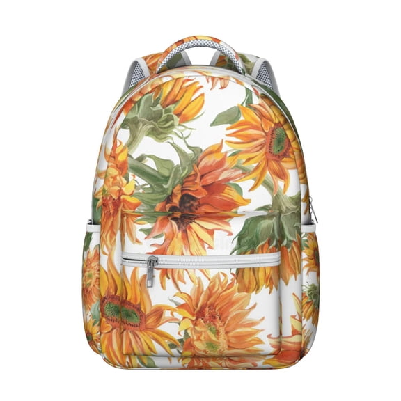 Trendy Sunflower Floral Backpack for Women - Lightweight Durable School Backpack with Multiple Pockets, Padded Straps for Comfort, Cute Flower Pattern Design Perfect for Work Travel Daily Use