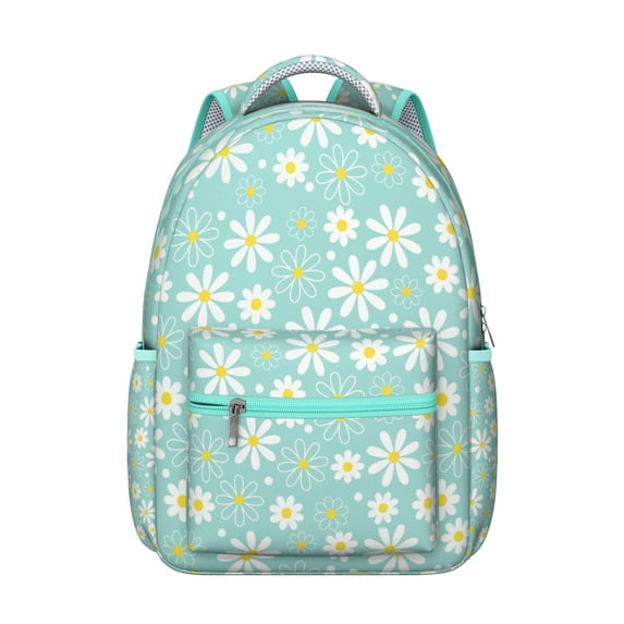 "Trendy Sunflower & Wildflower Print Backpack - Spacious School Bag for College Students, Comfortable Shoulder Straps, Water-Resistant Material for Daily Use"
