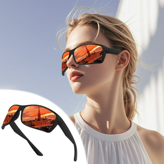 Trendy Sunglasses, Polarized Sunglasses, UV400 Protection Lightweight Comfort Fit Oversized Square Frame, Durable Flexible Frame Shatterproof Lenses for Outdoor Sports Driving Travel Everyday Wear