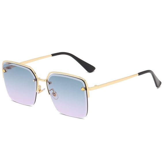 Womens Fashion Sunglasses Half Metal Frame Two Tone UV400