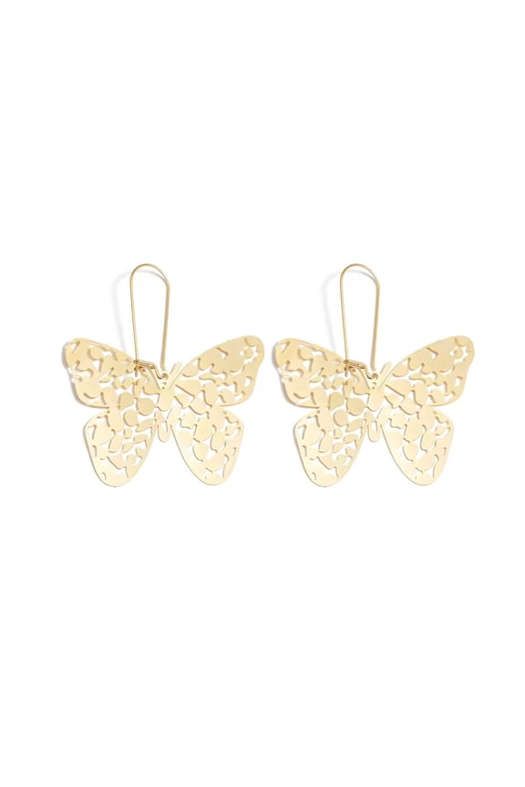 Exaggerated Golden Butterfly Hollow Design Hoop Earrings Trendy Fashion Jewelry For Women