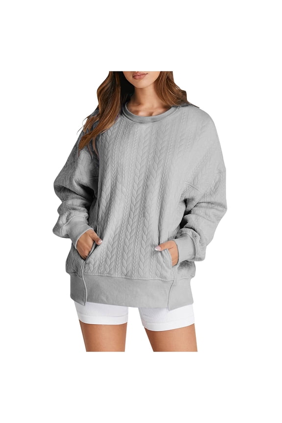 2024 New Hot Quilted Sweatshirts for Women Crewneck Pullover Tops Gym Preppy Clothes Fall Warm Sweatshirt Fall Winter Hoodies with Pocket
