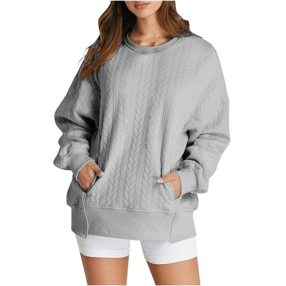 2024 New Hot Quilted Sweatshirts for Women Crewneck Pullover Tops Gym Preppy Clothes Fall Warm Sweatshirt Fall Winter Hoodies with Pocket