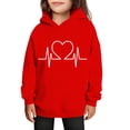 thumbnail image 1 of Trendy Sweatshirts for Girl Valentine's Day Hoodies for Tween, Kids Cute Printed Oversized Sweatshirt Hooded Long Sleeve Pullover Tops Girl Drop Shoulder Tops Red 5Y, 1 of 5