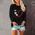 thumbnail image 1 of Trendy Sweatshirts Womens Long Sleeve Crewneck Dog Paws Love Heart Printed Pullover Tee Shirt Fall Winter Tops (XL, Black), 1 of 4