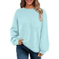 thumbnail image 1 of Trendy Sweatshirts for Women Waffle Textured Plain Oversized Crewneck Pullover Hooded Tops with Chest Pocket (2XL, Light Blue), 1 of 7
