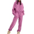 thumbnail image 1 of Trendy Sweatsuits Ladies 2 Piece - Cropped Hoodie and Pant Sets Drawcord Tracksuit Sportswear Joggers Outfits (Small, Hot Pink), 1 of 6
