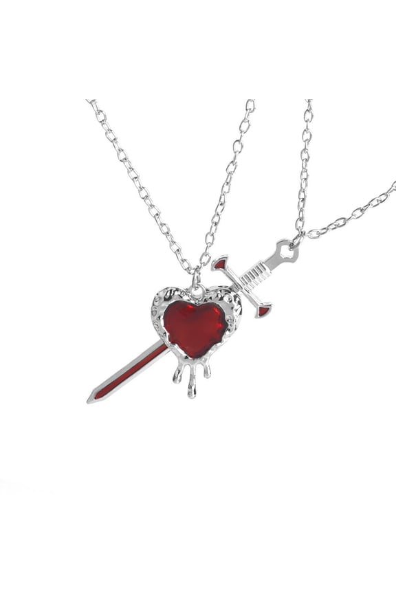 Trendy Swords Heart Necklace for Partners Stylish Daily Wear Neckchain Women Accessory Anniversary Gift for Lovers