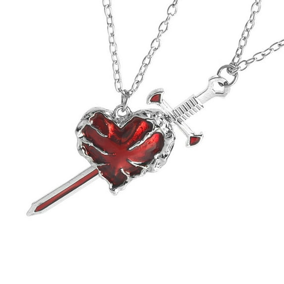 Trendy Swords Heart Necklace for Partners Stylish Daily Wear Neckchain Women Accessory Anniversary Gift for Lovers