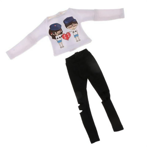 Trendy T-shirt Pants Set Outfit Clothes for 1/6 Fashion Doll Neo Blythe Azone Licca Accessories