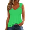thumbnail image 1 of Trendy Tank Tops for Women Graphic Print Metal Ring Strap Sleeveless Flower Print Tee Shirt Loose Casual Summer Tanks (XX-Large, Green 01), 1 of 4