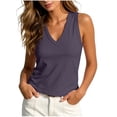 thumbnail image 1 of Trendy Tank Tops for Women V Neck Solid Color Slimming Sleeveless Top Short Everyday Summer Camisole Navy S, 1 of 8
