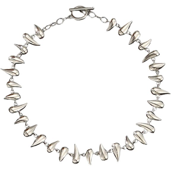 Trendy Teardrop Bead Choker Necklaces for Women Fashion Fang Tear Drop Link Chain Necklace Adjustable Lightweight Decor Jewelry for Holiday Party 15 Inches