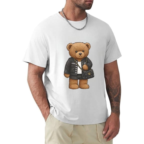 Trendy Teddy Bear Statement Style Cute Fashion Graphic Top Unisex T-Shirt, for men & women, up to size 5XL.