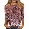 thumbnail image 1 of Trendy Tee Shirts for Women Half Sleeve Fitted Tee Vintage Print Tunic Shirt Basic Casual Tops Teen Girl Clothing, 1 of 5