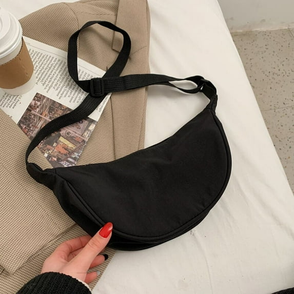 Trendy Temperament For Girls Nylon Handbag Underarm Bag Casual Korean Dumpling Bags Crossbody Bag Women Messenger Bags Single Shoulder Bags BLACK