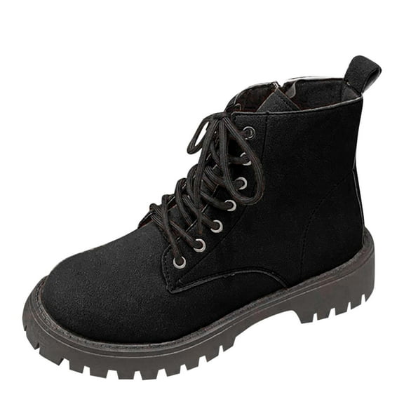 Trendy Thick-Soled Boots for Women, Casual Versatile Mid-Calf Booties, Fashionable Fall Winter Street Style, Comfortable Workwear Inspired Black,36