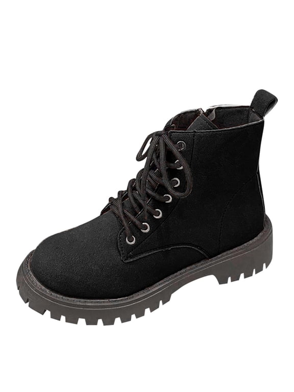 Trendy Thick-Soled Boots for Women, Casual Versatile Mid-Calf Booties, Fashionable Fall Winter Street Style, Comfortable Workwear Inspired Black,36