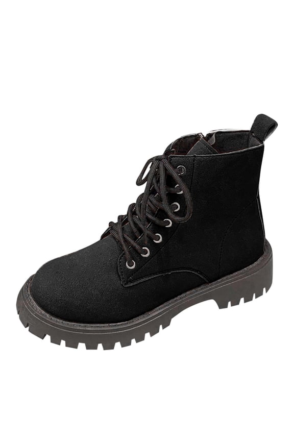 Trendy Thick-Soled Boots for Women, Casual Versatile Mid-Calf Booties, Fashionable Fall Winter Street Style, Comfortable Workwear Inspired Black,38