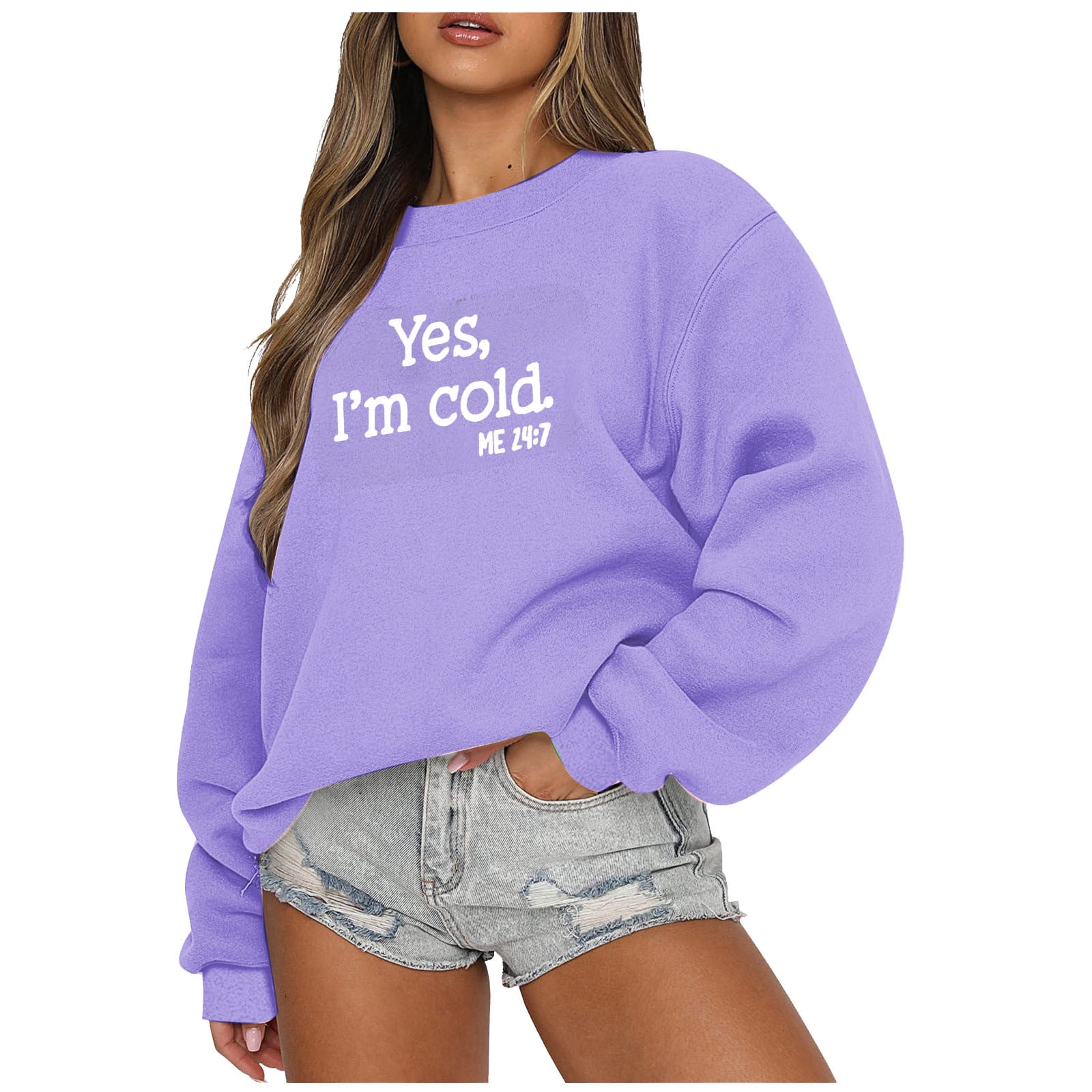 Trendy Tops For Women 2023 Going Out Tiktok, Yes,I'm Cold Sweatshirts for  Women 2023, Womens Casual Long Sleeve Loose Fit Tops Fashion Fall Clothes  Shirts Moda OtoñO Mujer 