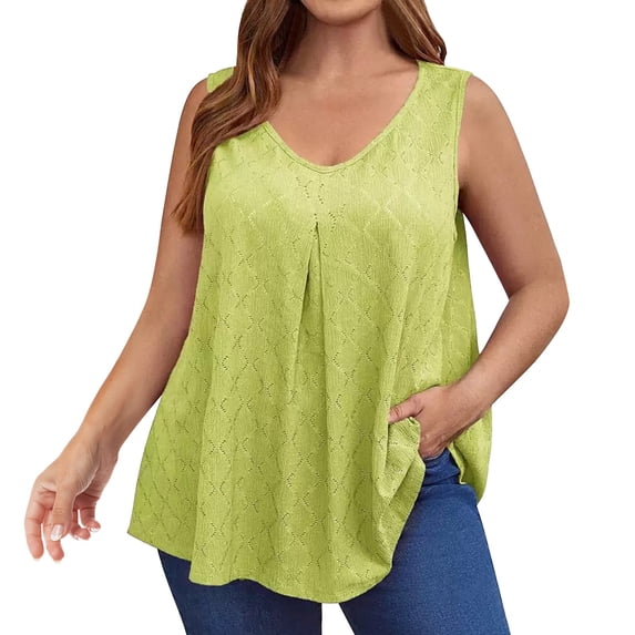 Trendy Tops For Women 2025 Sevevn Women's Casual Sleeveless Round Neck Solid Color Large Size Top Summer Tops For Women
