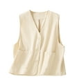 thumbnail image 1 of Trendy Tops For Women 2025 Sevevn Womens Linen Vest Tops Casual Button Down Sleeveless Blazer Spring Jackets Summer Tops For Women, 1 of 9