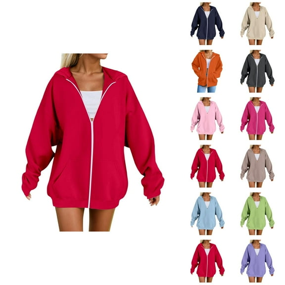 Trendy Tops for Women 2025 Women's Solid Color Sweatshirt Women's Hoodie Soft Comfortable Pullover Sweatshirt Casual Loose Fit Long Sleeve Warm Winter Fall Outerwear