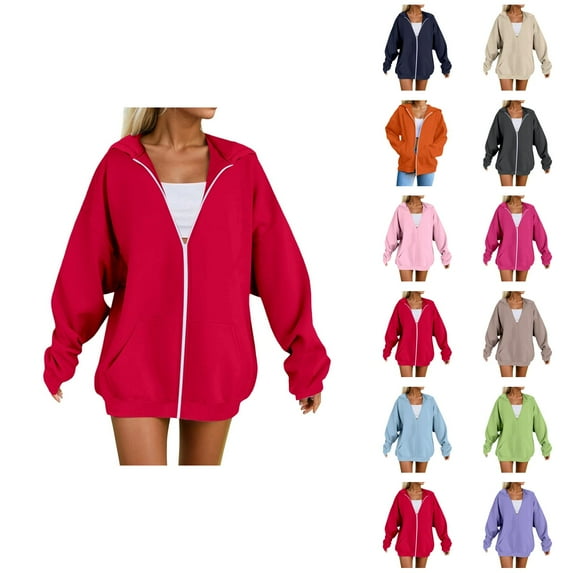 Trendy Tops for Women 2025 Women's Solid Color Sweatshirt Women's Hoodie Soft Comfortable Pullover Sweatshirt Casual Loose Fit Long Sleeve Warm Winter Fall Outerwear