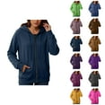 thumbnail image 1 of Trendy Tops for Women 2025 Women's Solid Color Sweatshirt Women's Fashionable Casual Pocket Zipper Long Sleeved Hooded Solid Color Sweatshirt, 1 of 5