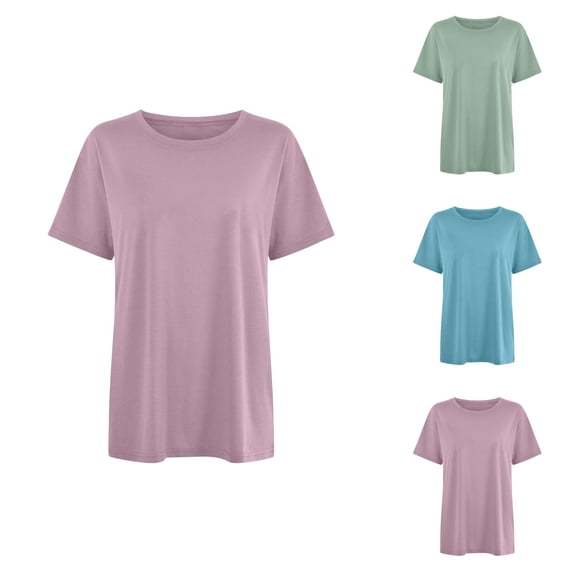 Trendy Tops for Women Oversized T Shirts Short Sleeve Crewneck Loose Fit Casual Summer Everyday Outfit Shirts