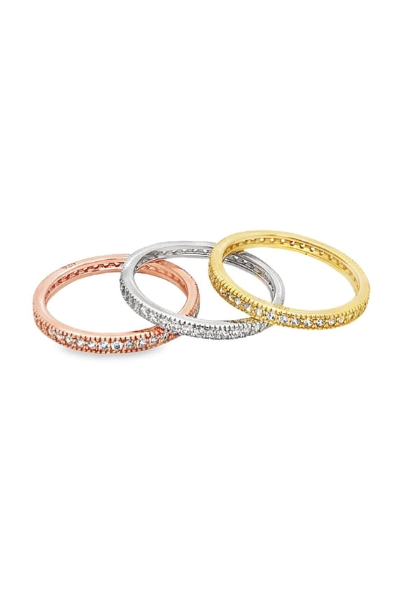 Trendy Tri-Color Sterling Silver Stackable Rings