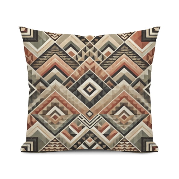 Trendy Triangle Diamond Geometric Pattern Modern Earthy Design Throw Pillow Cover, 18x18