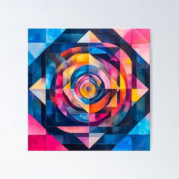 Trendy Triangle Geometry | Colorful Abstract Art Poster Wall Art, Modern Wall Decor For Living Room Bedroom, 8x12 UNFRAMED