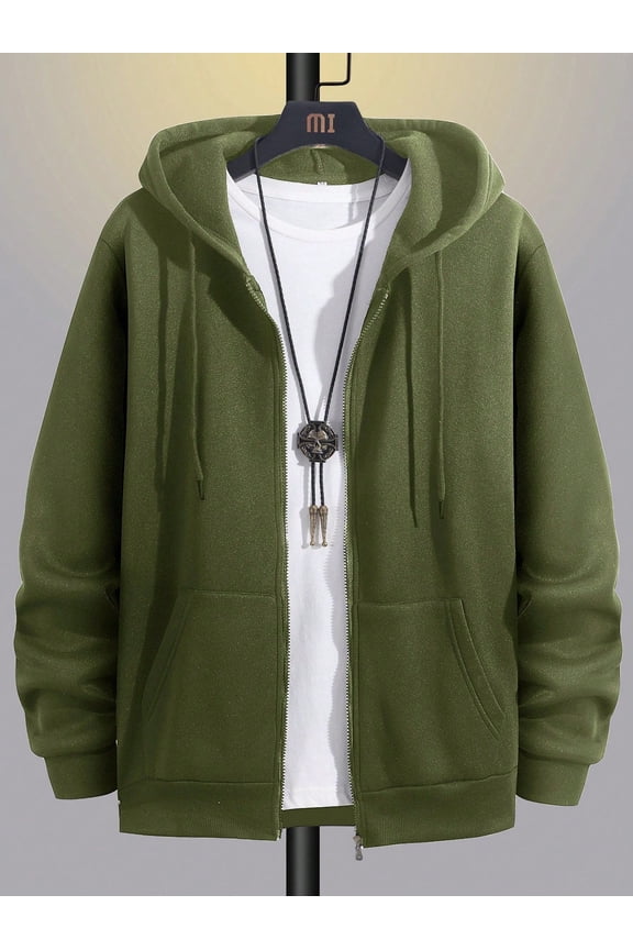 Men's Basic Pocket Zipper Hoodie - Casual Comfort with Style