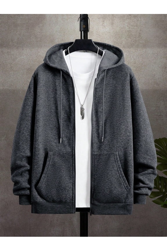 Men's Casual Zipper Front Hooded Sweatshirt - Perfect for Autumn Outdoor Adventures