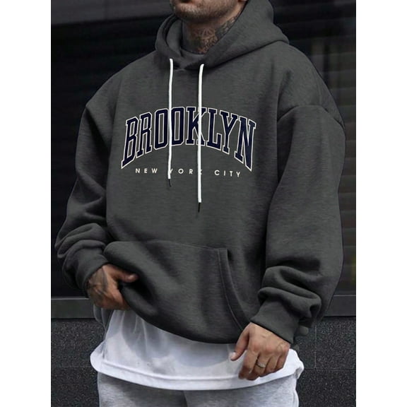 Trendy Tron Stylish Extra Loose Fit Men's Hoodie with Letter Print and Adjustable Drawstring – Perfect Gift for Friends, Husbands, and Boyfriends