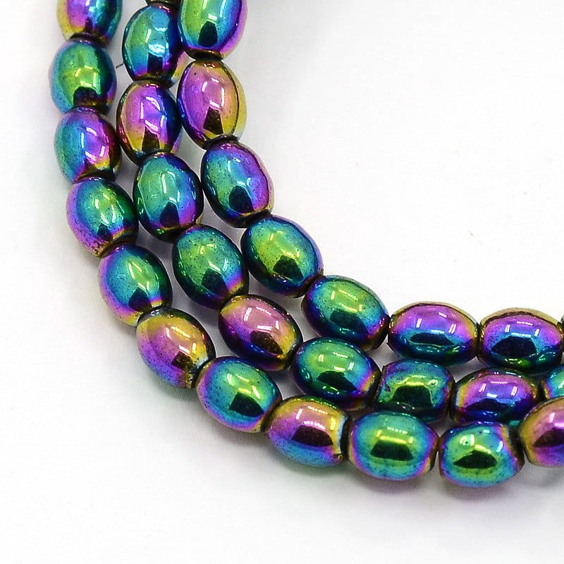 Trendy Unisex Magnetic Hematite Barrel Beaded Necklaces with Magnetic Clasps Colorful 17.32 inch
