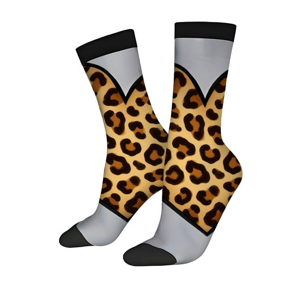 Trendy Unisex Print Socks - 2 Pairs Bold Black Brown & Beige Design with Gray Upper & Black Lower Perfect for All Seasons