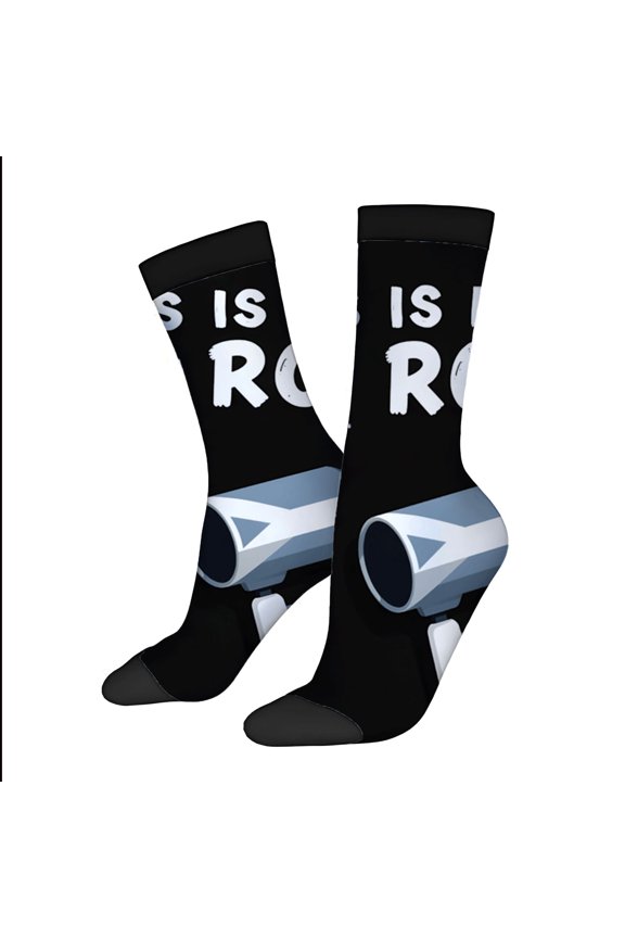 Trendy Unisex Socks - 2 Pairs of Four Seasons Universal Socks with Bold ' IS RO ' Design & Stylish Camera Lens Graphic