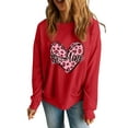 thumbnail image 1 of Trendy Valentine's Day Sweatshirt with Leopard Print Heart - Casual Crewneck - [ZhiHiMeRi] | (US 12-14)L, 1 of 10
