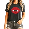 thumbnail image 1 of Trendy Vampire Lips T-Shirt for Women and Youth Girls Fall Halloween Graphic Tee Dark Gray Heather Shirt Adult 2XL, 1 of 4