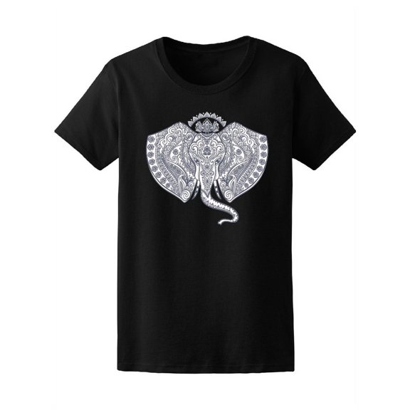 Trendy Vintage Indian Ethnic Elephant T-Shirt Women -Image by Shutterstock, Female x-Large