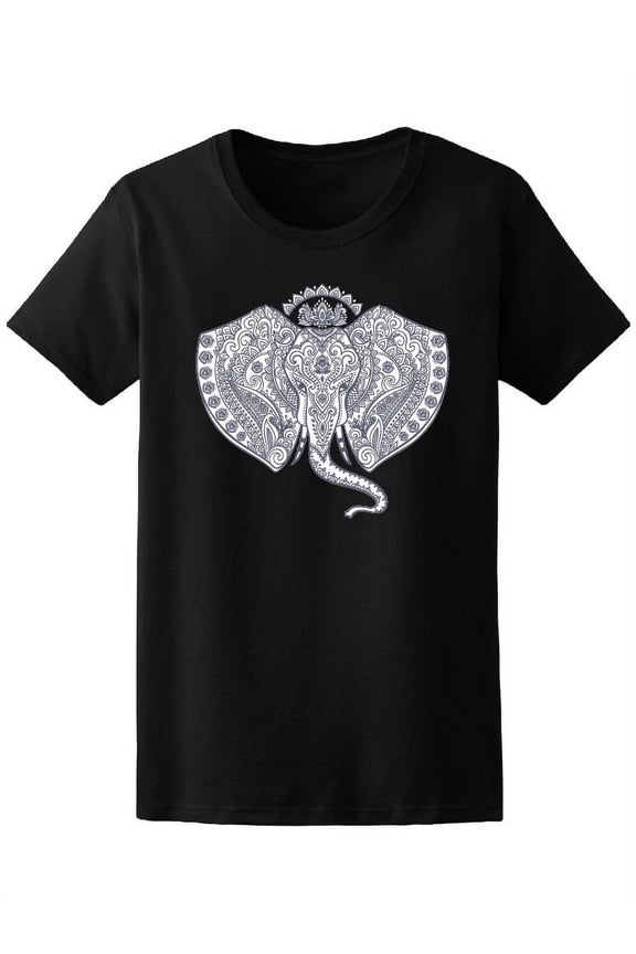 Trendy Vintage Indian Ethnic Elephant T-Shirt Women -Image by Shutterstock, Female x-Large