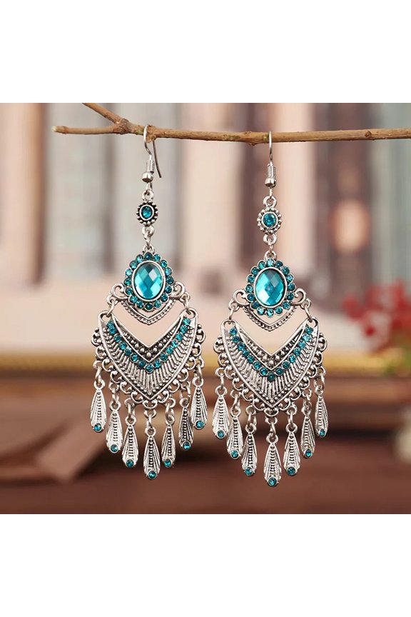 Trendy Vintage Rhinestone Bohemian Earring Geometric Tassel Earring